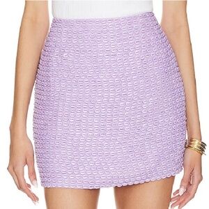 NWT Karina Grimaldi Lucia Shell Embellished Mini Skirt Orchid XS